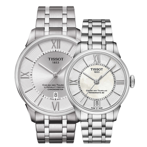 天梭TISSOT-杜鲁尔系列 T099.407.11.038.00、T099.207.11.118.00 机械情侣表