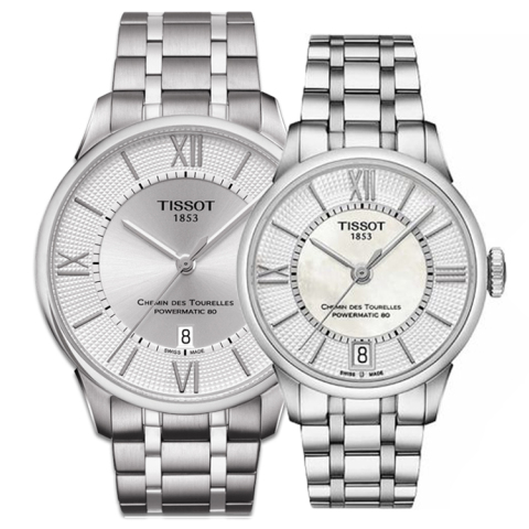 天梭TISSOT-杜鲁尔系列 T099.407.11.038.00、T099.207.11.118.00 机械情侣表