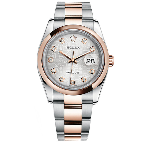 劳力士Rolex-日志型系列 116201-72601银色纪念花纹10钻 男士自动机械表