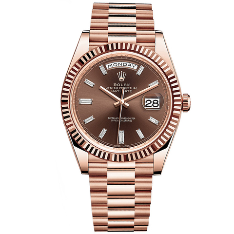 劳力士ROLEX-星期日历型系列 228235巧克力色镶钻 机械男表