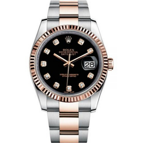 劳力士ROLEX-日志型系列 116231-63601黑色纪念10钻 男士自动机械表