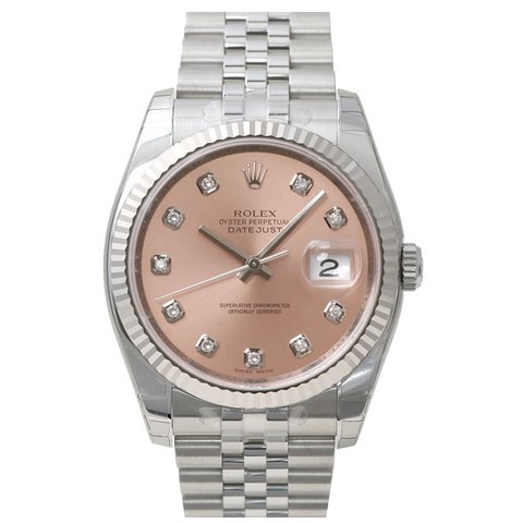 劳力士ROLEX-日记型系列 116234-63600G粉红色10钻 机械男表